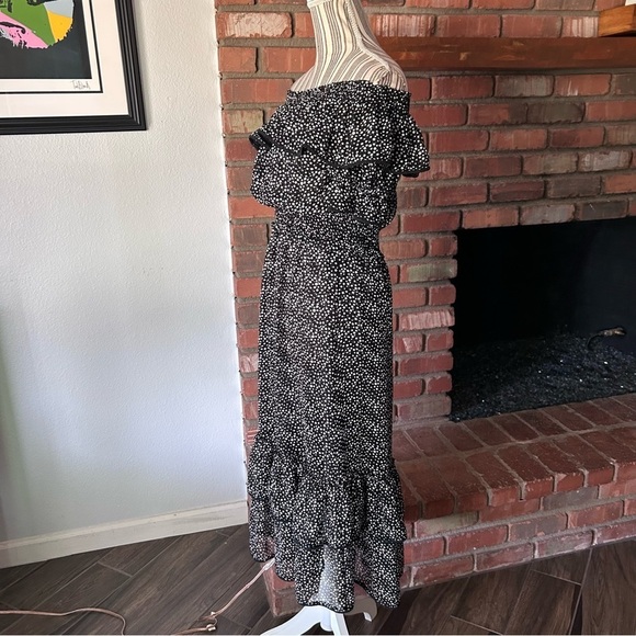 MISA Los Angeles Estefania Off-Shoulder Polka Dot Midi Dress in Black Sz XS - Picture 7 of 12
